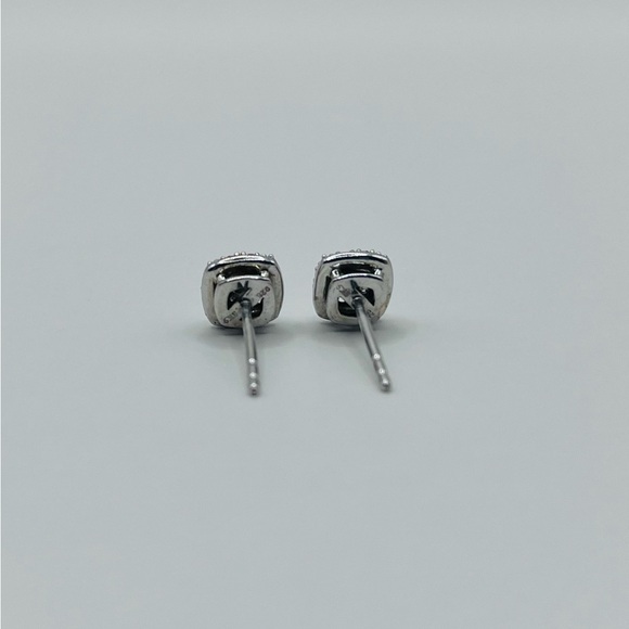 Cushion Cut .25 carats Natural Diamond Studs Sterling Silver - Picture 6 of 6